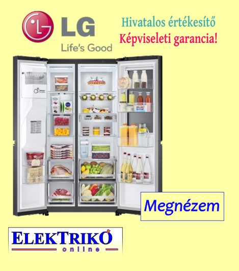 LG GSXV91MCAF InstaView Door in Door TM Side by Side hűtőszekrény DoorCooling TM és ThinQ  TM technológia, 635L kapacitás